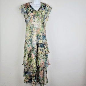 Sundance Dress P10 100% Silk Short Sleeve Midi